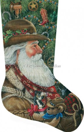 click here to view larger image of Western Santa Stocking (hand painted canvases)