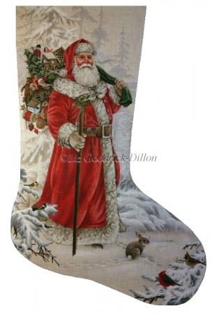 click here to view larger image of Wilderness Santa Stocking (hand painted canvases)