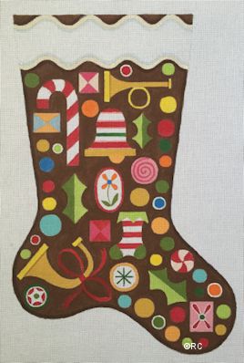 click here to view larger image of Gingerbread Stocking (hand painted canvases)