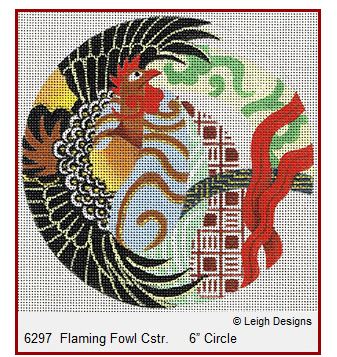 click here to view larger image of Flaming Fowl Coaster (hand painted canvases)