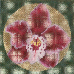 click here to view larger image of Orchid Coaster - Burgundy (hand painted canvases)