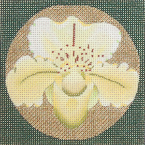 click here to view larger image of Orchid Coaster - Yellow (hand painted canvases)