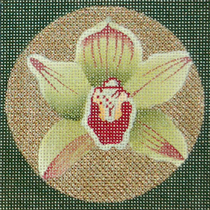 click here to view larger image of Orchid Coaster - Green (hand painted canvases)