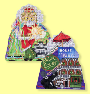 click here to view larger image of New Orleans Mardi Gras Santa - 18ct - front only (hand painted canvases)