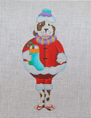 click here to view larger image of Santa Pup With A Sock (hand painted canvases)