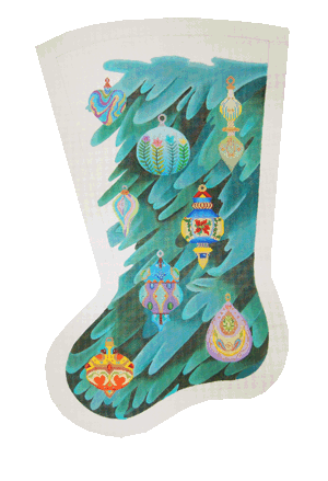 click here to view larger image of Glass Ornaments Stocking (hand painted canvases)