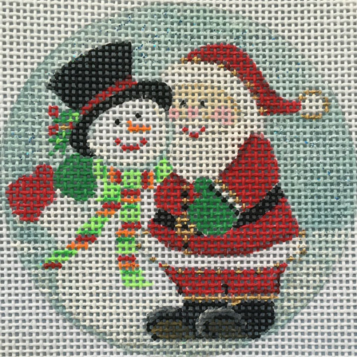 click here to view larger image of Snowman and Santa Ornament (hand painted canvases)