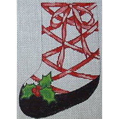 click here to view larger image of Laced Shoe Mini Stocking (hand painted canvases)