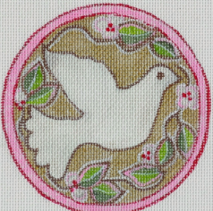 click here to view larger image of Pink and Gold Dove Ornament (hand painted canvases)