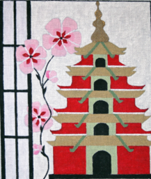 click here to view larger image of Pagoda Birdhouse (hand painted canvases)