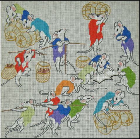 click here to view larger image of Hokusai Mice (hand painted canvases)