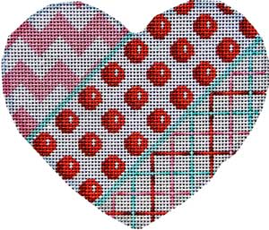 click here to view larger image of Cheveron / Coin Dot / Tattersall Heart (hand painted canvases)
