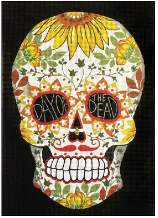 click here to view larger image of White Day Of The Dead Sunflower Skull (hand painted canvases)