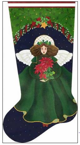 click here to view larger image of Poinsettia Angel Sock (hand painted canvases)