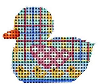 click here to view larger image of Plaid/Baby Ducks Duckie (hand painted canvases)