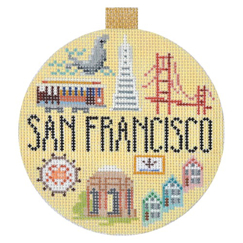 click here to view larger image of Travel Round - San Francisco (hand painted canvases)