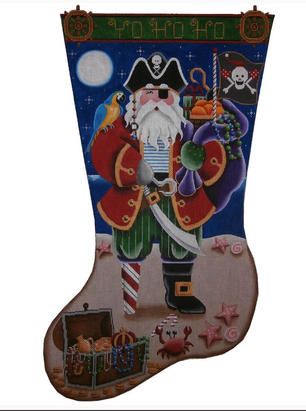 click here to view larger image of Captain Clause Stocking  (hand painted canvases)