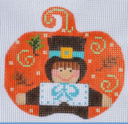 click here to view larger image of Pilgrim Boy Pumpkin (hand painted canvases)