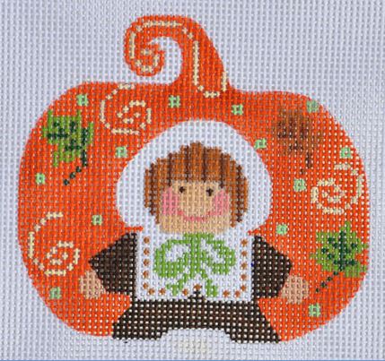 click here to view larger image of Pilgrim Girl Pumpkin (hand painted canvases)