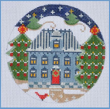 click here to view larger image of Blue House Ornament (hand painted canvases)