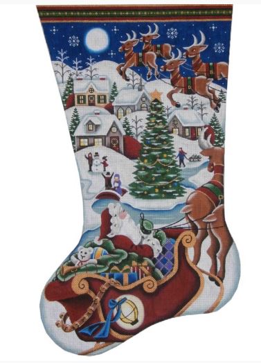 click here to view larger image of Village Christmas Stocking - 13ct (hand painted canvases)