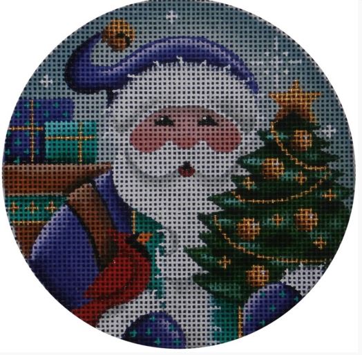 click here to view larger image of Purple Santa Ornament (hand painted canvases)