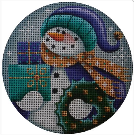 click here to view larger image of Purple Snowman Ornament (hand painted canvases)