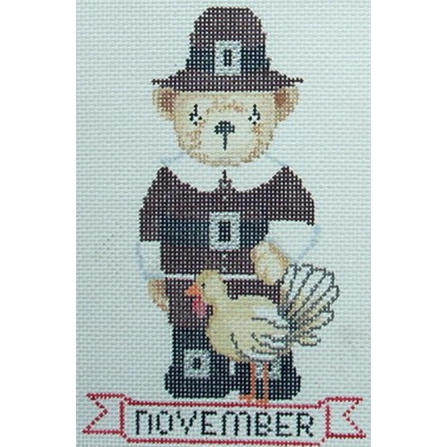click here to view larger image of Pilgrim Teddy Bear (hand painted canvases)