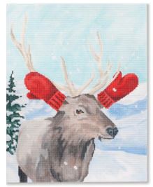 click here to view larger image of Elk w/Red Mittens (hand painted canvases)
