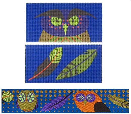 click here to view larger image of Owl Accessory Case w/Ribbon (hand painted canvases)