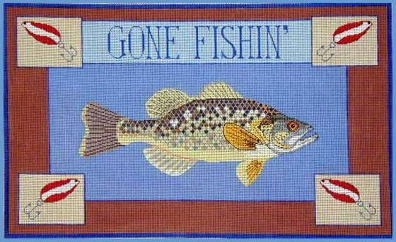 click here to view larger image of Gone Fishing Bass (hand painted canvases)