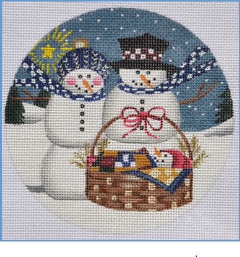 click here to view larger image of Snowman Family Ornament (hand painted canvases)