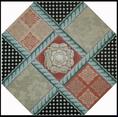 click here to view larger image of Damask Patchwork (hand painted canvases)