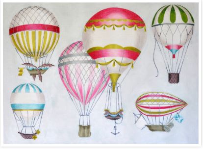 click here to view larger image of Hot Air Balloons Multi Pink (hand painted canvases)
