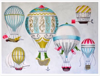 click here to view larger image of Hot Air Balloons Multi Blue (hand painted canvases)