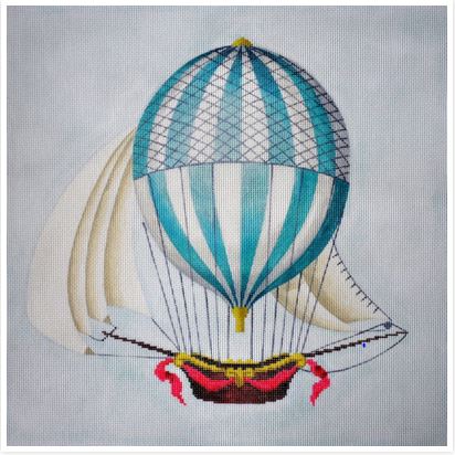 click here to view larger image of Hot Air Balloons Large Blue (hand painted canvases)