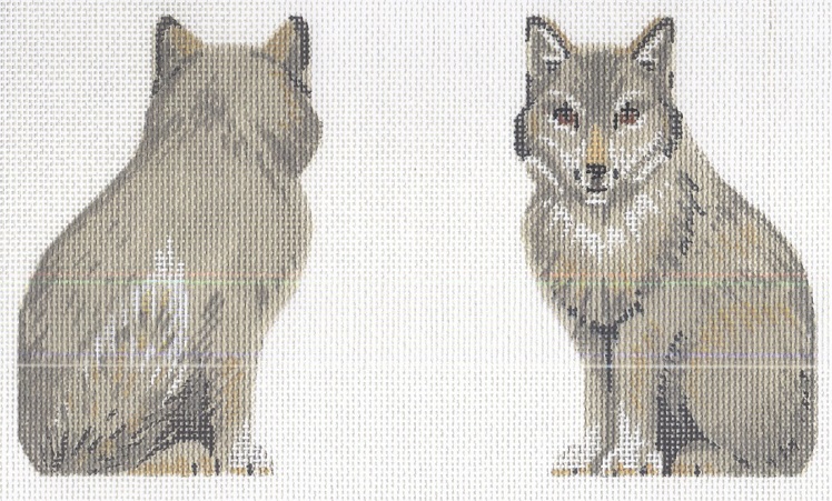 click here to view larger image of Gray Wolf Clip On Ornament (hand painted canvases)