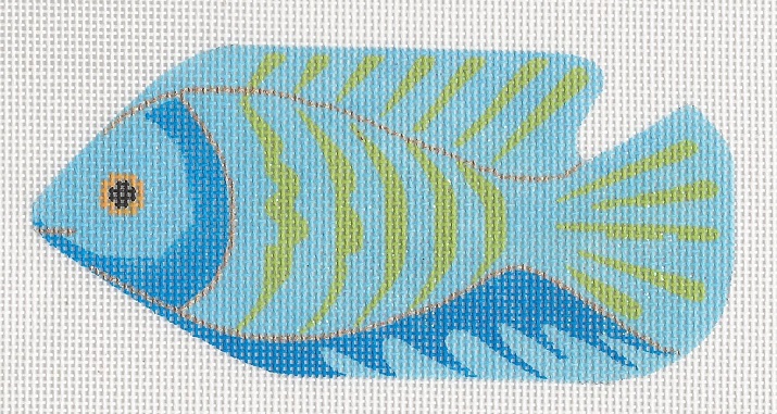 click here to view larger image of Blue with Green Stripe Fish (hand painted canvases)