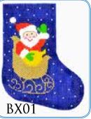 click here to view larger image of Santa in Sleigh Mini Stocking (hand painted canvases)