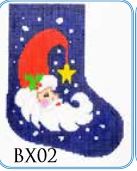 click here to view larger image of Santa Crescent Mini Stocking (hand painted canvases)