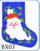 click here to view larger image of Santa Face and Holly Mini Stocking (hand painted canvases)