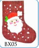 click here to view larger image of Santa On Burgundy Mini Stocking (hand painted canvases)