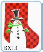 click here to view larger image of Check Snowman Mini Stocking (hand painted canvases)