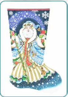 click here to view larger image of Santa With Blue Robe Stocking (hand painted canvases)