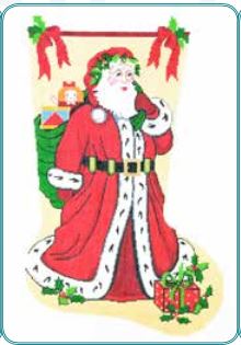 click here to view larger image of Posing Santa Stocking (hand painted canvases)