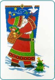 click here to view larger image of Santa With Dove Stocking (hand painted canvases)