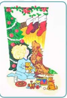 click here to view larger image of Looking for Santa Stocking - Boy (hand painted canvases)
