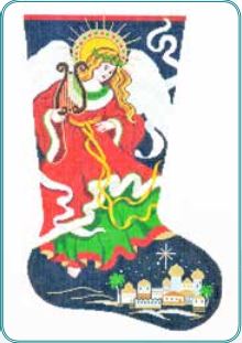 click here to view larger image of Christmas Angel Stocking (hand painted canvases)