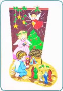 click here to view larger image of Christmas Nativity Stocking (hand painted canvases)