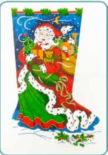 click here to view larger image of Windblown Santa Stocking (hand painted canvases)